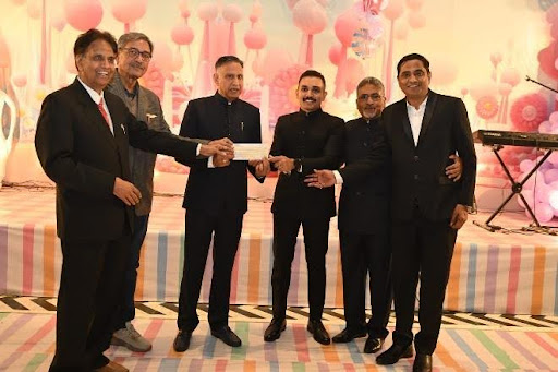 Founder Donor cheque of ₹21,000/- was presented by Dr. Ishaan Soni (IPS) to the Trustees.